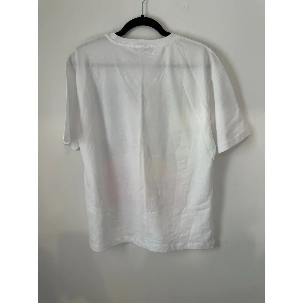 Zara Womens Pop Art Graphic T-Shirt White Crew Neck Short Sleeve Size M